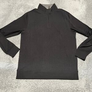Ted Baker Sweater Knit Mens Medium Black 1/4 Zip Mock Neck Pullover Long Sleeve